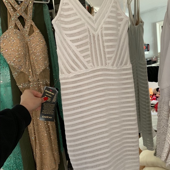 Bebe Maeve Mesh Stripe Midi Dress - Picture 4 of 11